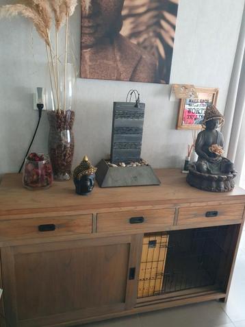 Dressoir  met Bench ingebouwd  in teak kleur, Ophalen, Zo goed als nieuw