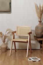 Design stoelen hout en rotan - Jeanneret stijl - wabi sabi, Huis en Inrichting, Stoelen, Riet of Rotan, Twee, Zwart, Ophalen of Verzenden