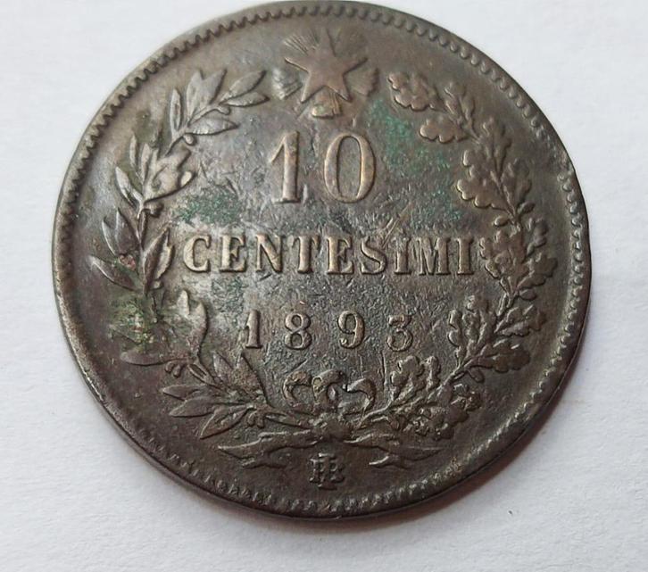 Munt Italië 10 centesimi 1893, Postzegels en Munten, Munten | Europa | Niet-Euromunten, Losse munt, Italië, Ophalen of Verzenden