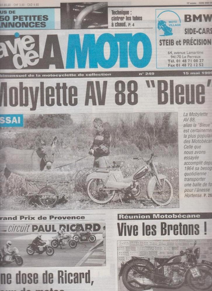 Cyclomoteur Motobécane Mobylette Bleue AV88, Livres, Motos, Utilisé, Envoi
