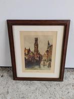 2 vintage kaders met prints van Brugge, Antiek en Kunst, Kunst | Etsen en Gravures, Ophalen of Verzenden