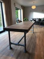 Industriële eettafel- houten eettafel met metalen voet, Ophalen, Gebruikt, 200 cm of meer, 50 tot 100 cm