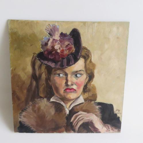 Yolande Ide Huile sur panneau Betty 1954, Antiquités & Art, Art | Peinture | Classique, Enlèvement ou Envoi