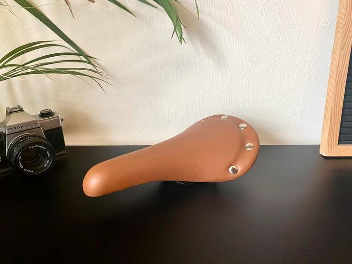 Retro Bruin Zadel - Vintage Fietszadel - Stadfiets Racefiets, Fietsen en Brommers, Fietsonderdelen, Nieuw, Algemeen, Zadel, Ophalen of Verzenden