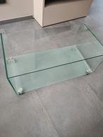 Glazen salontafel op wielen, Huis en Inrichting, Tafels | Salontafels, Ophalen, Gebruikt, Glas