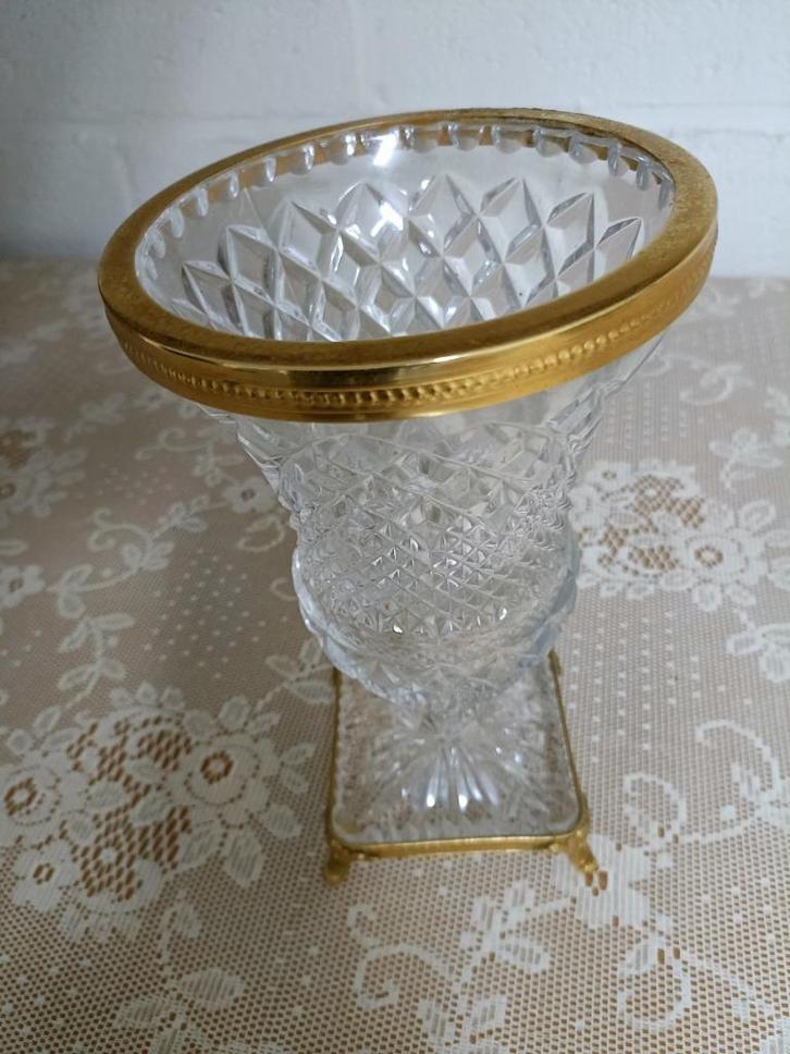 Kristallen Bokaalvaas Verguld Montuur – Tijdloze Luxe, Antiek en Kunst, Antiek | Glaswerk en Kristal, Ophalen