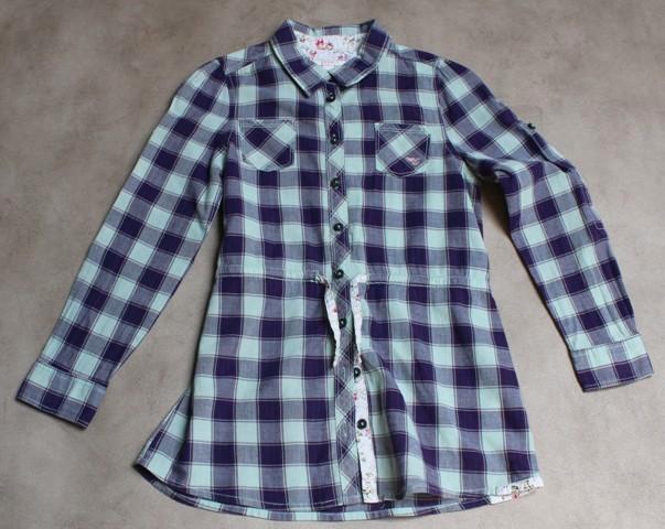 Licht mintgroen-paars geruit hemdjurkje van Esprit - 128/134, Kinderen en Baby's, Kinderkleding | Maat 128, Zo goed als nieuw