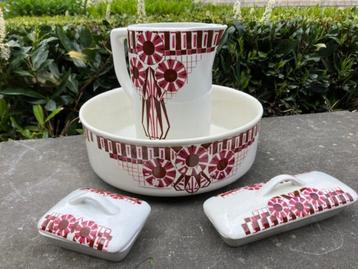 ENSEMBLE DE TOILETTE ART DÉCO AVEC LAMPETTE CAN FAIENCERIE S, Enlèvement ou Envoi