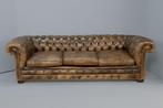 Unieke Chesterfield Bank Cognac uit Kurhaus Scheveningen, Gebruikt, Vintage, Ophalen of Verzenden, Rechte bank
