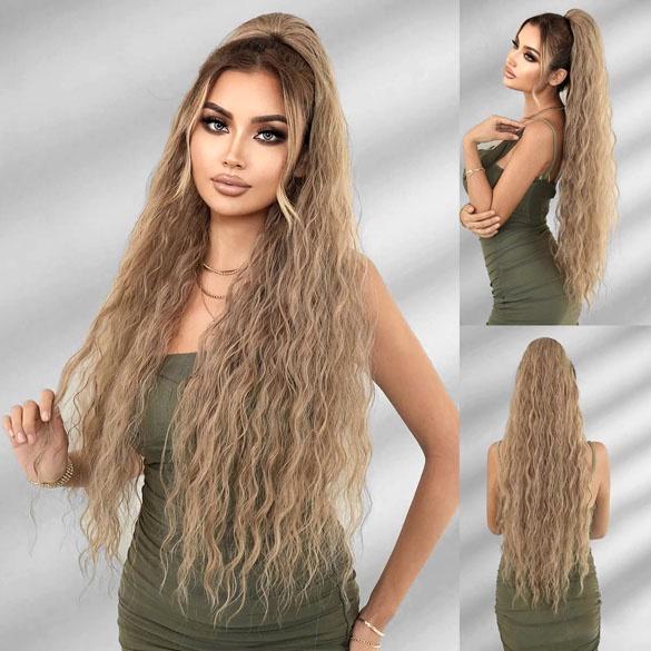 Paardenstaart met wave slagen 80-85 cm lang Mixed Light Blon, Handtassen en Accessoires, Uiterlijk | Haarverzorging, Nieuw, Verzenden