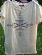 t-shirt beige - rosé etnisch motief strass rug rits + strik, Maat 38/40 (M), Beige, Nieuw, Ophalen of Verzenden