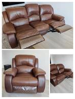 Lederen zetel set met relax (3-zit, 2-zit, 1-zit), Huis en Inrichting, Ophalen, Zo goed als nieuw, Leer