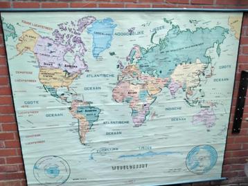 Oude   wereldkaart, Antiek en Kunst, Antiek | Schoolplaten, Ophalen