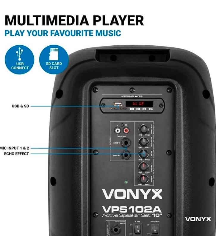 Vonyx vps 102  luidsprekers, Musique & Instruments, Amplis | Clavier, Moniteur & Sono, Enlèvement