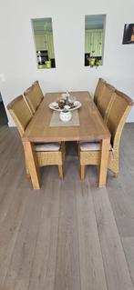 Eetkamer tafel + 6 stoelen + Salontafel - Massief hout, Ophalen, Gebruikt