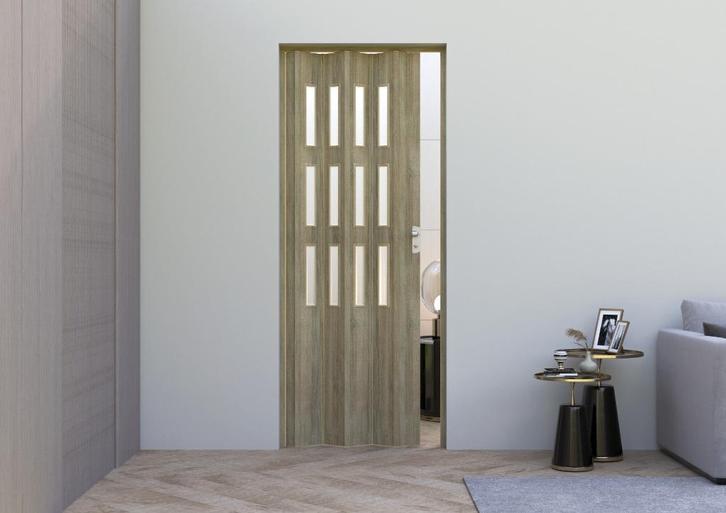 Fortesrl Luciana vouwdeur glas donkere cognac eiken 88.5x214, Huis en Inrichting, Woonaccessoires | Kamerschermen, Nieuw, Ophalen of Verzenden