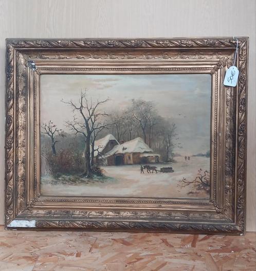 Antiek winterlandschap – met lijst, Antiek en Kunst, Kunst | Schilderijen | Klassiek, Ophalen