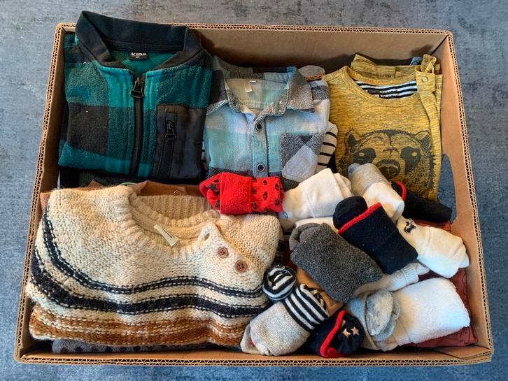 Bananendoos vol jongenskleding 80-86, Kinderen en Baby's, Babykleding | Maat 80, Gebruikt, Jongetje, Overige typen, Ophalen