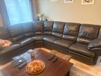 Bruin lederen hoeksalon, Huis en Inrichting, Zetels | Zetels, Ophalen, Hoekbank, Leer, Zo goed als nieuw