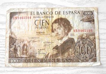 billet de banque - Espagne 100 pesetas 1965