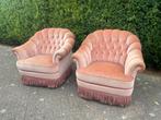 Vintage zetels mohair franjes roze fauteuils, Antiek en Kunst, Ophalen