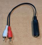 Câble répartiteur plaqué or Jack 6,35mm fem. / 2 x  RCA mâle, Enlèvement ou Envoi, Neuf