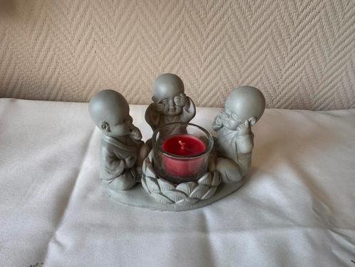 ‍️ Bougeoir zen en pierre – 3 petits bouddhas – 15 cm, Huis en Inrichting, Woonaccessoires | Kandelaars en Kaarsen, Kaars, Ophalen