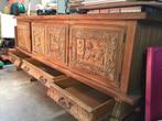 Mooie eiken kast met snijwerk.., Ophalen, Gebruikt, Eikenhout, 200 cm of meer