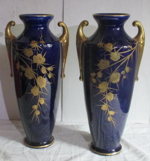 uitzonderlijke art nouveau vazen Limoges cobalt blauw & goud, Antiek en Kunst, Antiek | Keramiek en Aardewerk, Verzenden