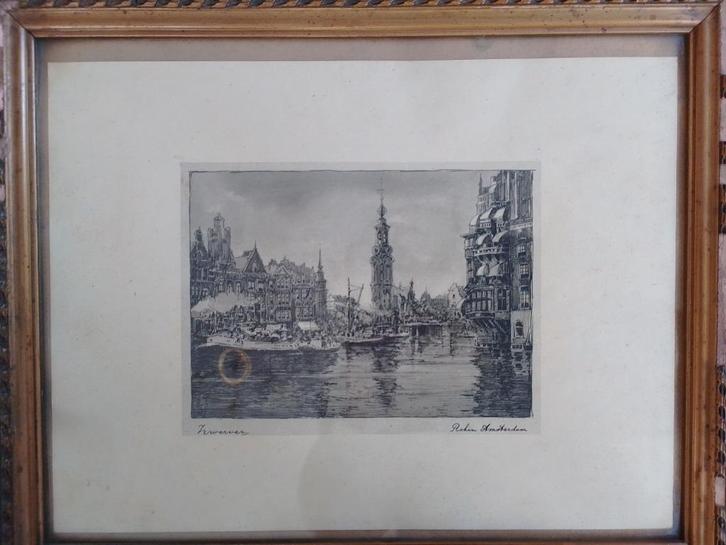 Jan Zwerver 1907 - 1973  Litho Rokin Amsterdam, Antiek en Kunst, Kunst | Litho's en Zeefdrukken, Verzenden