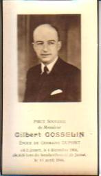 (m22) Franstalig doodsprentje WO2, Gilbert Gosselin, Envoi