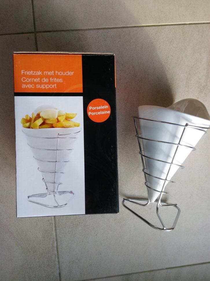 Keramische frietzak op metalen staander, Huis en Inrichting, Woonaccessoires | Overige, Nieuw, Ophalen