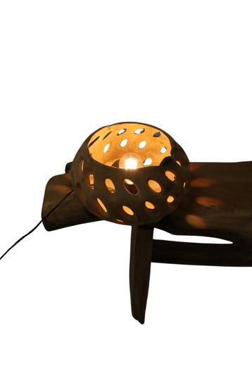 teakhouten tafellamp, Enlèvement, Neuf, Bois, Moins de 50 cm