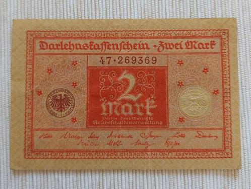 Germany 1920 - 2 Mark - Rosenberg 65b - No 47.269369, Postzegels en Munten, Bankbiljetten | Europa | Niet-Eurobiljetten, Los biljet