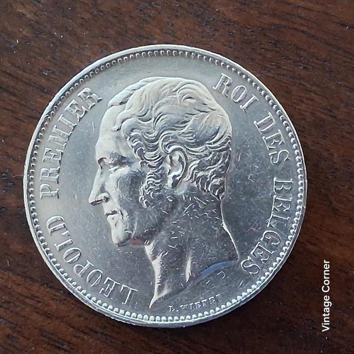 5 Frank 1858 Belgie Leopold I, Postzegels en Munten, Munten | België, Losse munt, Zilver, Zilver, Ophalen of Verzenden