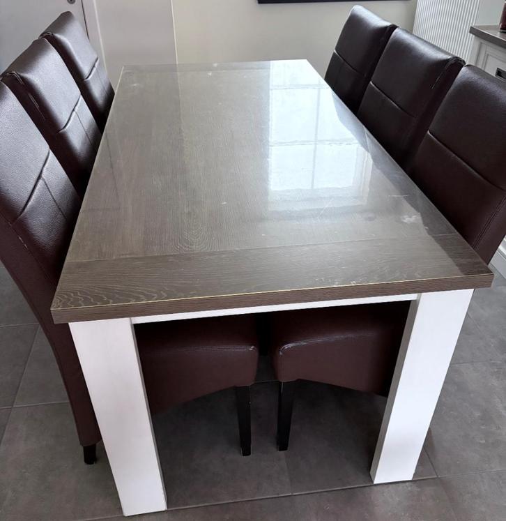 Tafel en stoelen, Huis en Inrichting, Tafels | Eettafels, Gebruikt, 50 tot 100 cm, 150 tot 200 cm, Vijf personen of meer, Rechthoekig