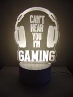 Tafelstaander met led tekst : CAN'T HEAR YOU I'M GAMING, Ophalen, Nieuw