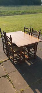LICHT EIKENHOUTEN TAFEL+4 STOELEN, Zo goed als nieuw, Eikenhout