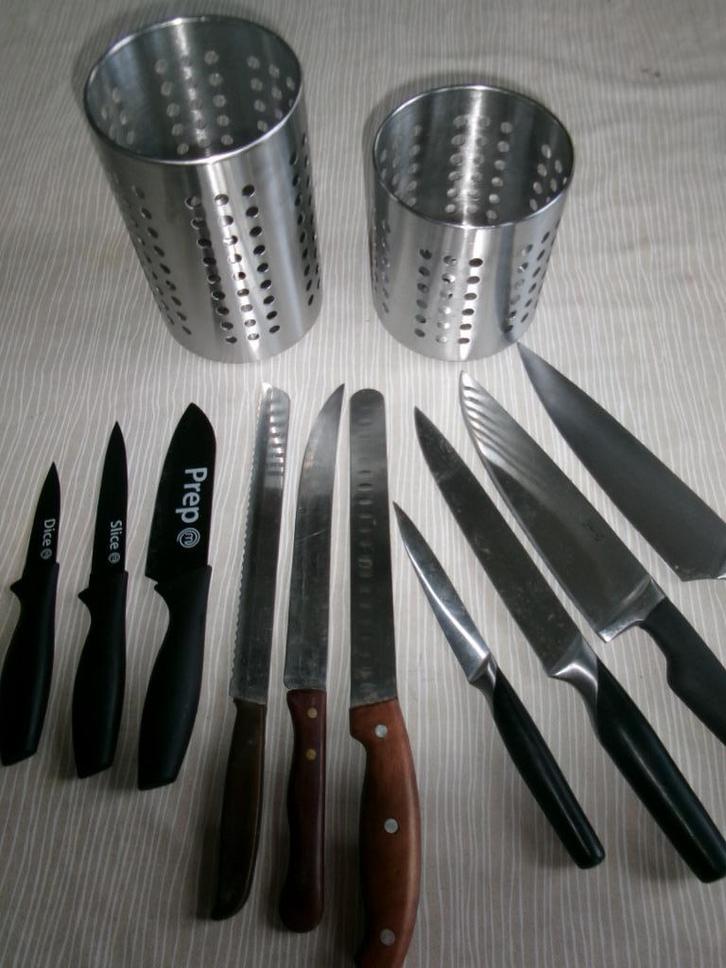 messen en bestekmanden horeca, Huis en Inrichting, Keuken | Keukenelementen, Zo goed als nieuw, Bruin, Zwart, Ophalen