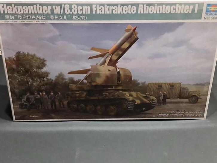 Trompettist (09532) Flakpanther met 8,8 cm Flakrakete Rheint, Hobby en Vrije tijd, Modelbouw | Auto's en Voertuigen, Nieuw, Tank