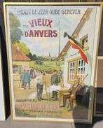 Poster Genever Vieux d'Anvers (scheur midden), Verzamelen, Biermerken, Ophalen of Verzenden, Gebruikt
