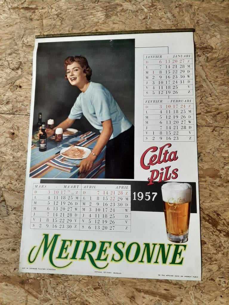 Kalender brouwerij Meiresonne 1957., Verzamelen, Merken en Reclamevoorwerpen, Ophalen of Verzenden, Gebruikt, Overige typen