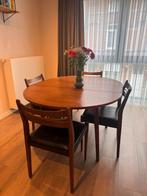 Handgemaakte vintage eettafel en 4 stoelen (jaren 60), Huis en Inrichting, Ophalen, Vintage jaren 60, Gebruikt, Overige vormen