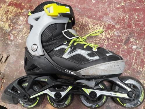 Skeelers Fitness skates Oxelo FIT3 maat 32/35 zwart/fluogeel, Sports & Fitness, Patins à roulettes alignées, Utilisé, Rollers 4 roues en ligne