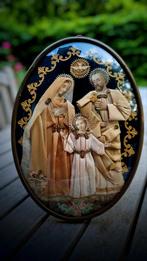 Ovaal relikwie, kloosterkunstwerk met bol glas, Antiek en Kunst, Antiek | Religieuze voorwerpen, Ophalen of Verzenden