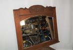 Grote antieke Frans eiken spiegel met geslepen glas 100x90, Antiek en Kunst, Ophalen, Overige vormen, 50 tot 100 cm, Minder dan 100 cm