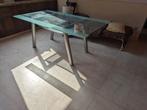 Moderne tafel met glazen blad, 100 à 150 cm, Rectangulaire, Modern, 75 cm ou plus