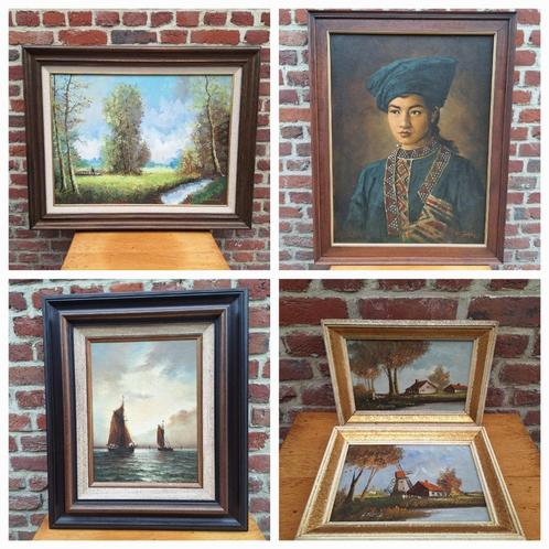 Schilderijen op doek in antiek kader, Antiek en Kunst, Kunst | Schilderijen | Klassiek, Ophalen