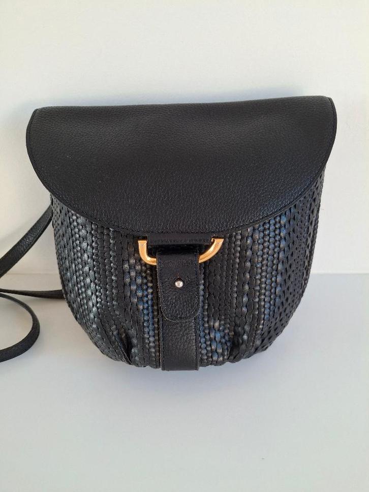 Delvaux Listrac toile de cuir zwart, Handtassen en Accessoires, Tassen | Damestassen, Zo goed als nieuw, Handtas, Zwart, Ophalen of Verzenden