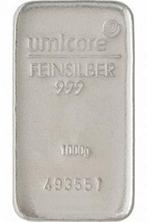 zilverbaar 1kg UMICORE, Postzegels en Munten, Edelmetalen en Baren, Ophalen, Zilver